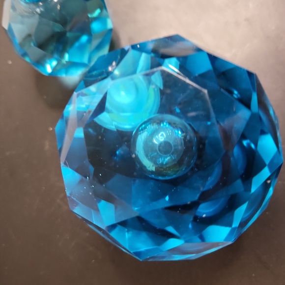 Vintage Blue Faceted Crystal Glass Perfume Bottle - Picture 9 of 11